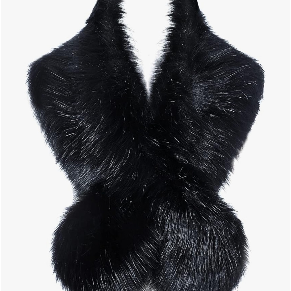 Wrap fur shawl Gatsby classic fur black fluffy Faux Fur Shawl Party Faux Fur